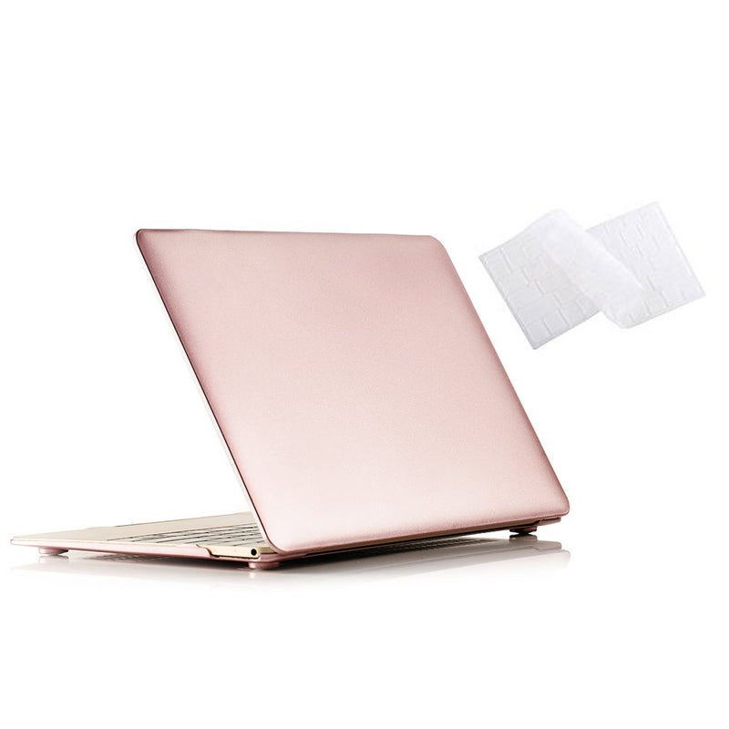 RUBAN Case Compatible with MacBook 12 Inch A1534 - Slim Snap On Hard Shell Protective Cover and Keyboard Cover, Rose Gold - Image 1